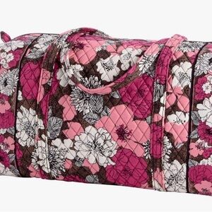 Vera Bradley XL Travel Duffle Bag Retired Mocha Rouge Print